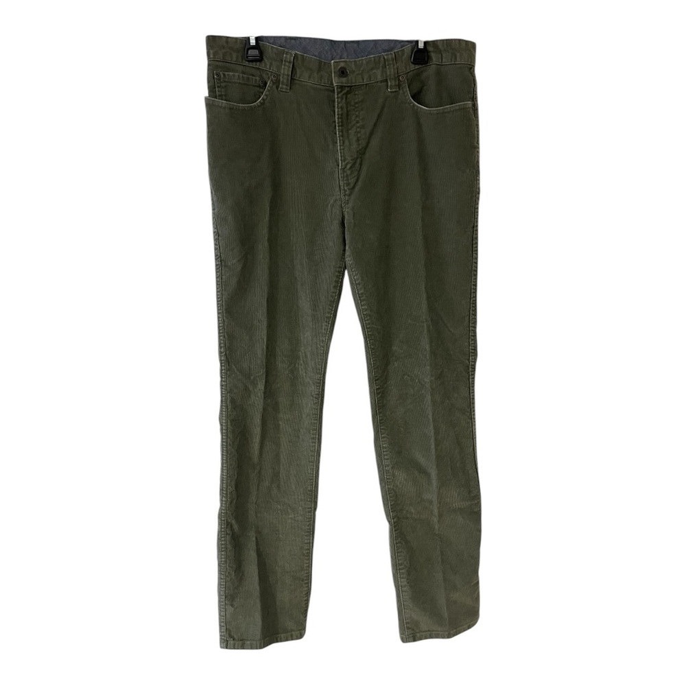 LL Bean Corduroy Pants Moss Green Relaxed Fit Flat Front